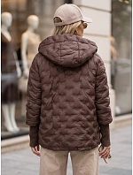 Dámska prešívaná bunda s kapucňou, hnedá, FashionStreet TY5870