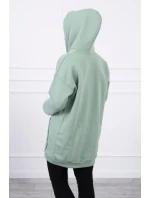 Mikina s kapucňou a nášivkami tmavo mätová