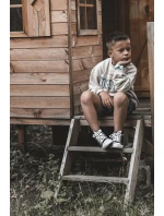 Dziecięce Skórzane Wysokie Trampki Czarno-Białe Marney