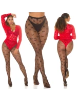 Dámske sieťované pančuchy "Hearts" SR3980 čierne - In-Stylefashion