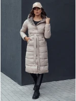 Dámsky prešívaný zimný kabát s kapucňou GRACE béžový FashionStreet TY4518 Dámsky prešívaný zimný kabát s kapucňou GRACE béžový FashionStreet TY4518