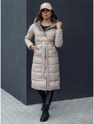 Dámsky prešívaný zimný kabát s kapucňou GRACE béžový FashionStreet TY4518 Dámsky prešívaný zimný kabát s kapucňou GRACE béžový FashionStreet TY4518