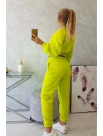 Zateplená súprava s krátkou mikinou pistácie