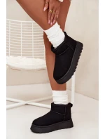 Śniegowce Damskie Na Platformie Ocieplane Futerkiem Czarne Vesirae