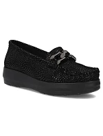 Dámske kožené mokasíny na platforme poltopánky čierne Filippo DP7652 Dámske kožené mokasíny na platforme poltopánky čierne Filippo DP7652