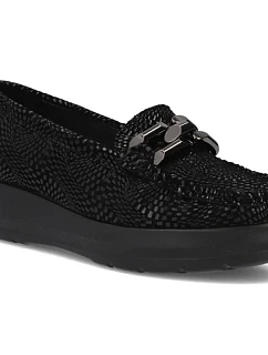 Dámske kožené mokasíny na platforme poltopánky čierne Filippo DP7652