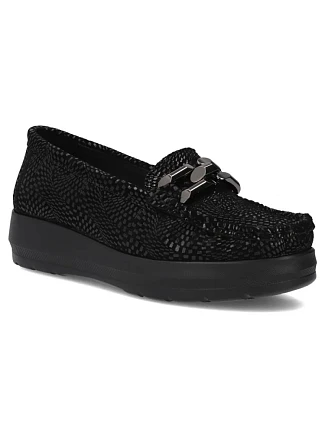 Dámske kožené mokasíny na platforme poltopánky čierne Filippo DP7652 Dámske kožené mokasíny na platforme poltopánky čierne Filippo DP7652