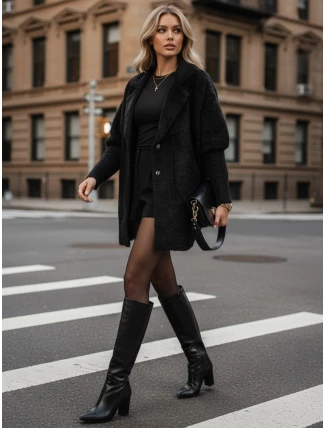 Dámsky kabát z alpaky RITA II black FashionStreet NY0669