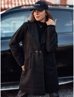 Dámsky nadrozmerný dlhý kabát BARALITE z jahňacej kože čierny FashionStreet NY0709