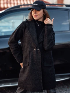 Dámsky nadrozmerný dlhý kabát BARALITE z jahňacej kože čierny FashionStreet NY0709