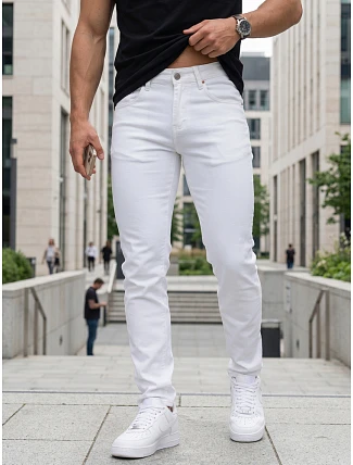 Pánske džínsy slim fit ecru FashionStreet UX4500