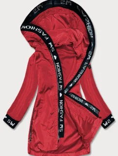 Tenká červená dámska bunda s ozdobnou lemovkou (B8145-4)