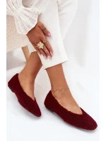 Baleriny Damskie Z Futerkiem Typu Baranek Bordowe Zimira