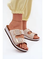 Dámské pantofle se zlatými sponami Inblu CP000061 Béžové