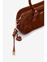 Malá taška typu Kufr s eko semišem Camel Annelle