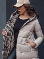 Dámsky prešívaný zimný kabát s kapucňou GRACE béžový FashionStreet TY4518 Dámsky prešívaný zimný kabát s kapucňou GRACE béžový FashionStreet TY4518