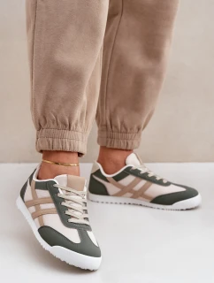 Niskie Tenisówki Trampki Damskie Beżowo-Zielone Eezore