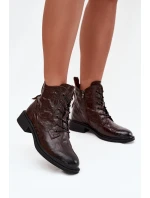 Botki Damskie Z Naturalnej Skóry Ocieplane Artiker 57C1005 Czekoladowe