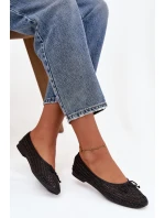 Baleríny S Pleteným A Mašlí Černé Belirra