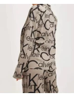 Dámsky vrchný diel pyžama QS6848E 5VM béžová / čierna - Calvin Klein