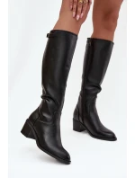 Dámske čižmy na podpätku 58589 Black - VINCEZA