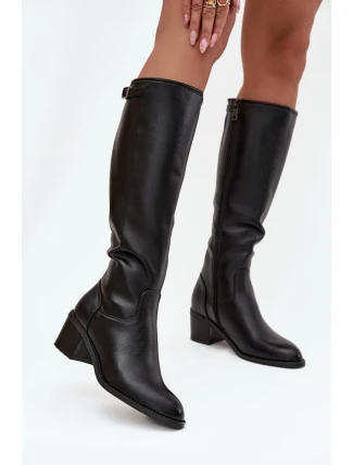 Dámske čižmy na podpätku 58589 Black - VINCEZA