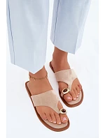 Dámské ploché žabky s ozdobným detailem Béžové Fedira