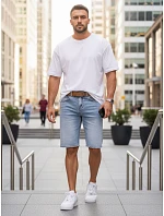 Pánske džínsové šortky s opaskom modré FashionStreet SX2576