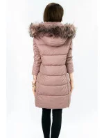 Dámska prešívaná zimná bunda s kapucňou Old Pink (7702)