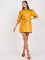 Žlté košeľové šaty z ekologickej kože