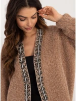 Dámsky sveter / bunda DHJ NA A8500.11P Brown melange - FPrice Dámsky sveter / bunda DHJ NA A8500.11P Brown melange - FPrice