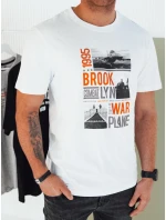 Pánske bavlnené tričko s potlačou biele FashionStreet RX5451 Pánske bavlnené tričko s potlačou biele FashionStreet RX5451