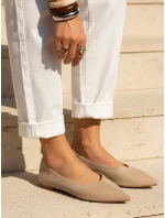 Dámske semišové špicaté baleríny béžové FashionStreet ZY1351 Dámske semišové špicaté baleríny béžové FashionStreet ZY1351