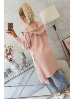 Dlhý kabát s kapucňou tmavo púdrovo ružový Dlhý kabát s kapucňou tmavo púdrovo ružový