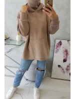 Zateplená mikina so zipsom na chrbte tmavo béžová