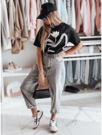 Dámske bavlnené tričko nadrozmernej veľkosti s 3D efektom PETINIA čierna FashionStreet RY2716