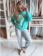 Dámska nadrozmerná mikina SOFTTIE tyrkysová FashionStreet BY1379