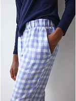 Nohavice Mix & Match Tapered Trouser Flannel 02 X bielo-modré White / Blue – TRIUMPH Nohavice Mix & Match Tapered Trouser Flannel 02 X bielo-modré White / Blue – TRIUMPH