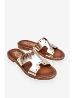 Zazoo 40326 Damskie Klapki Z Ozdobnymi Wycięciami Złote