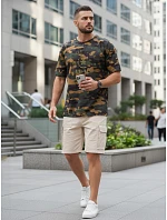 Pánske tričko s potlačou v zelenom maskovacom vzore FashionStreet NX2002R Pánske tričko s potlačou v zelenom maskovacom vzore FashionStreet NX2002R