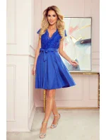 ANNA - Dámske šaty v Chrpová farbe s výstrihom a čipkou 242-3 ANNA - Dámske šaty v Chrpová farbe s výstrihom a čipkou 242-3