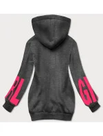 Tmavosivá dámska tepláková mikina s bokátovou potlačou (26034)