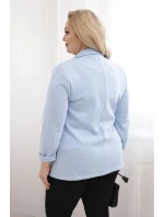 Dámske Plus veľkosť viskóza módne dlhý rukáv golier modrá Dámske Plus veľkosť viskóza módne dlhý rukáv golier modrá