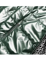 Obojstranná zelená dámska bunda s kapucňou (B9793-10) Obojstranná zelená dámska bunda s kapucňou (B9793-10)