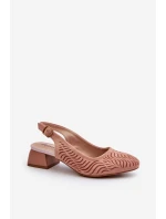 Czółenka Na Obcasie Klocku Różowe Gemifa