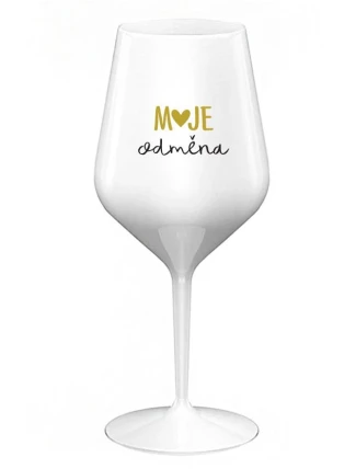 MOJE ODMĚNA - bílá nerozbitná sklenice na víno 470 ml MOJE ODMĚNA - bílá nerozbitná sklenice na víno 470 ml