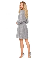 Šaty áčkového strihu M715 strieborné - Moe