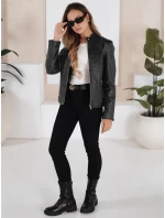 Dámska kožená bunda čierna FashionStreet TY5202