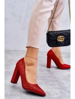 Błyszczące Czółenka Na Słupku Czerwone Elmira