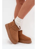 Śniegowce Damskie Na Platformie Ocieplane Futerkiem Camel Vesirae